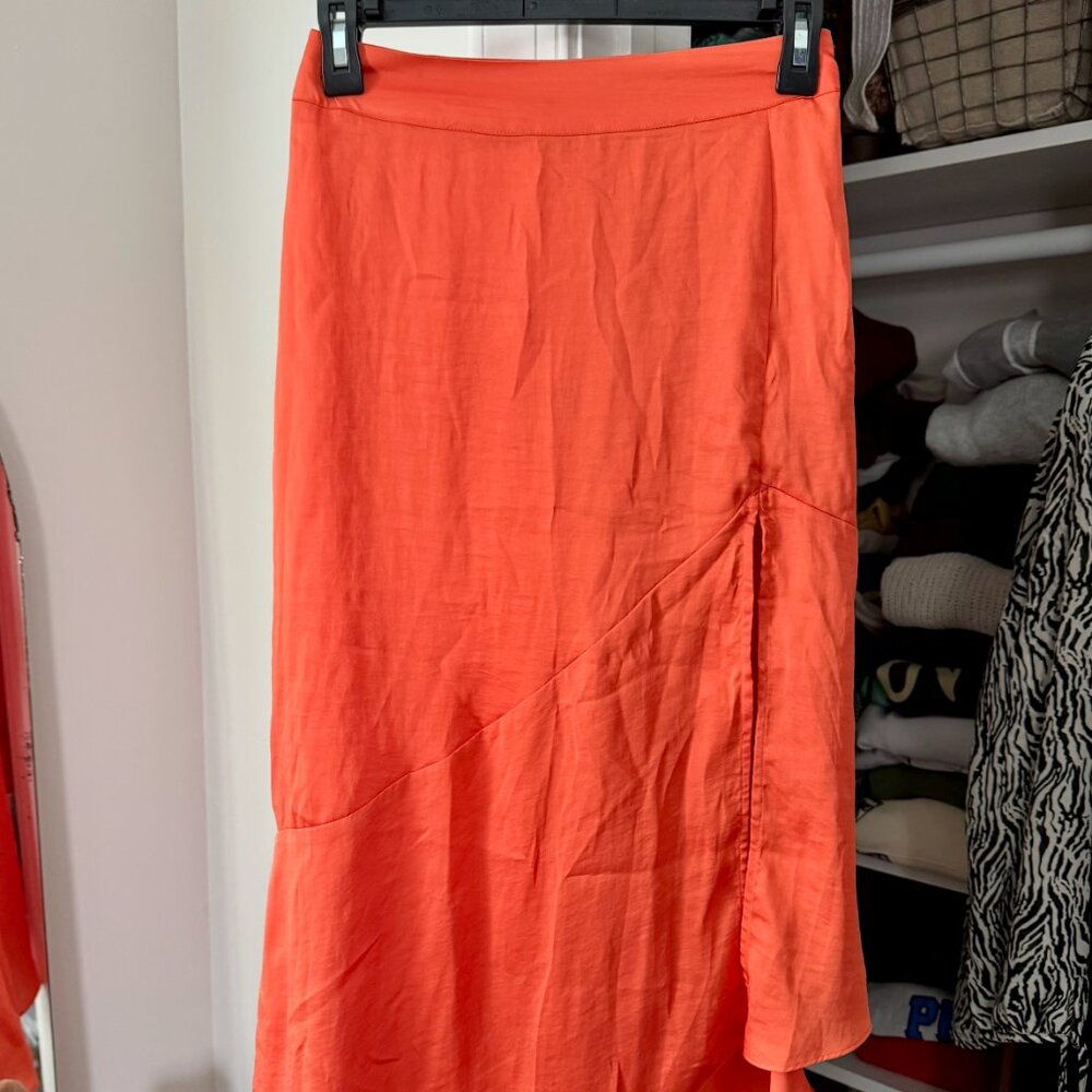 Free People Lola Asymmetrical Satin Skirt Orange NWT